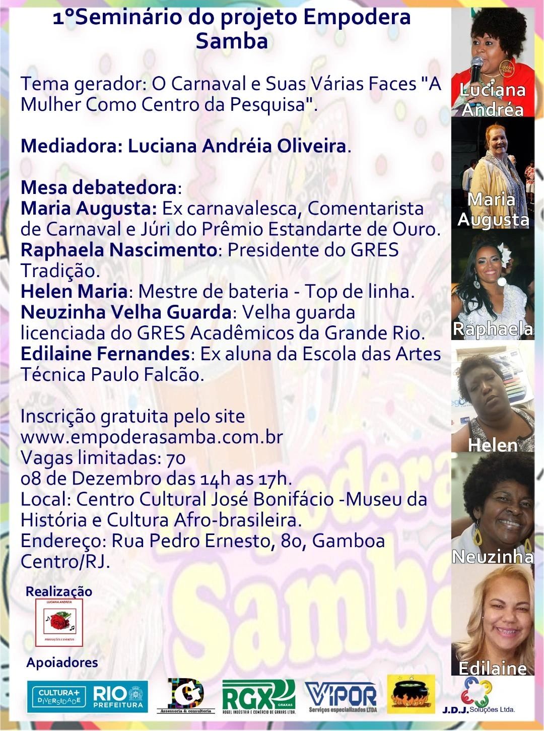 1°Seminário do projeto Empodera Samba dia 08/12