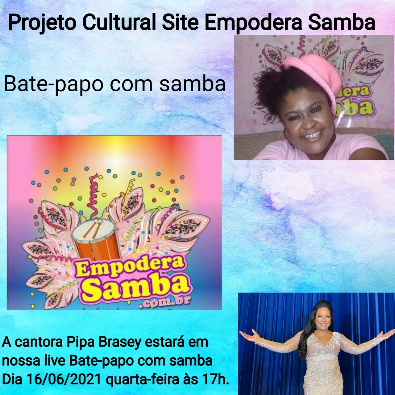 A cantora Pipa Brasey estará no aniversário do Empodera samba